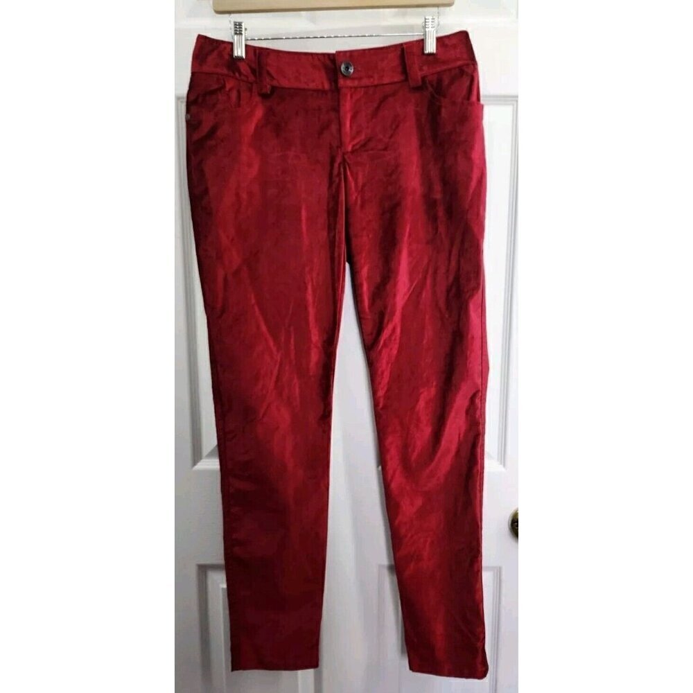 Alice + Olivia Low Rise Slim Fit Red Velvet Pants 10